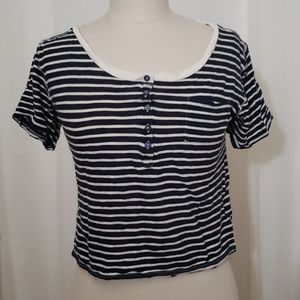 I Love H81 Button Stripe Tshirt, Small